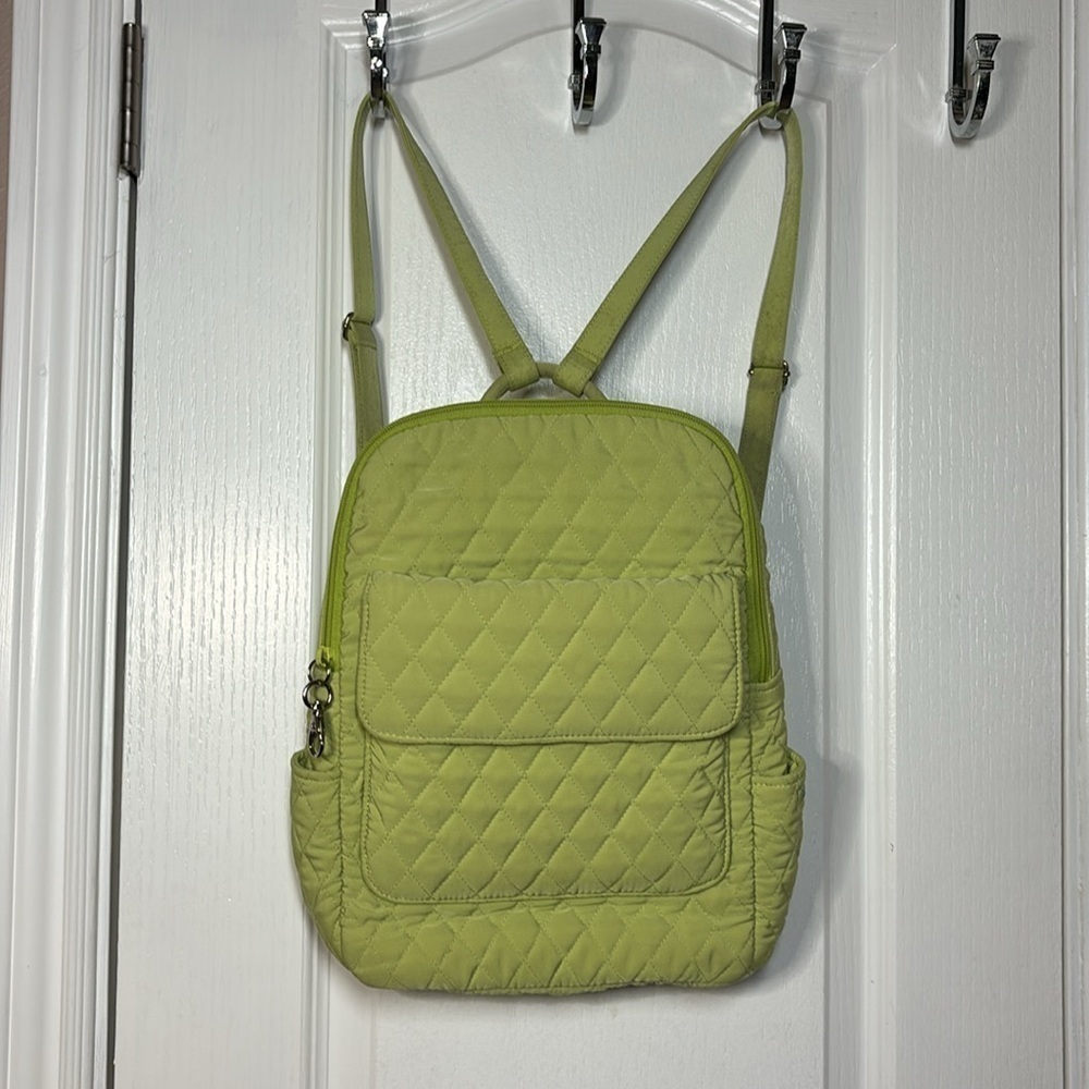 Quilted Lime Green Women's Backpack - Lightweight Everyday Bag